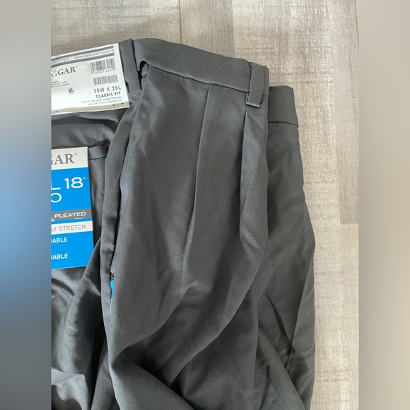 Haggar Cool 18 Pro Classic Fit Pleated Pants - Dark Gray - Picture 5 of 10